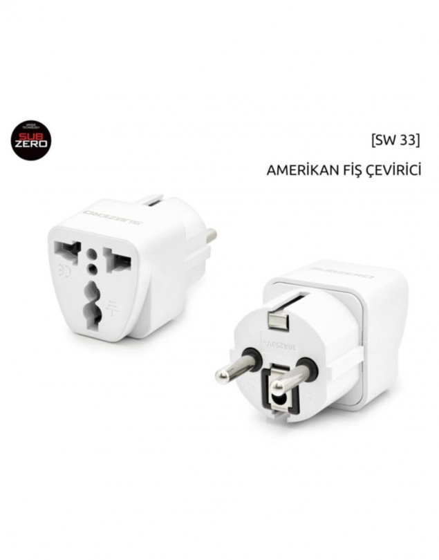 BÜYÜK AMERİKAN FİŞ PRİZ ÇEVİRİCİ BAŞLIK BEYAZ