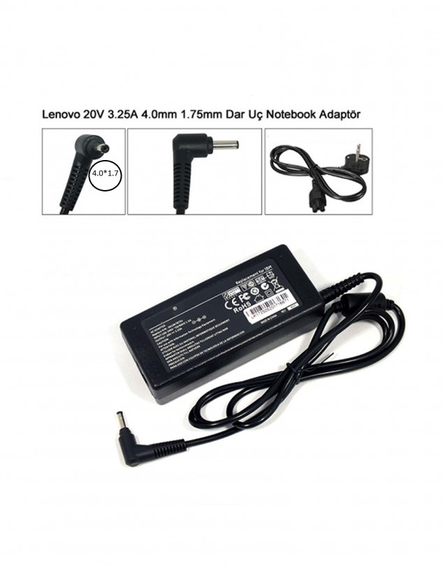 Qcell Lenovo Yeni Nesil 20V 3.25A 4.0*1.7 Notebook Adaptör