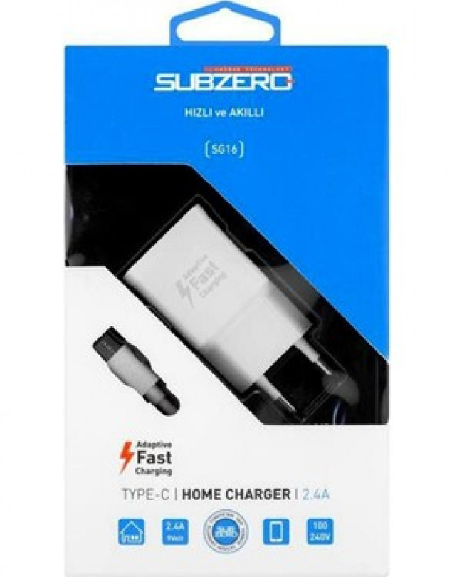 Subzero SG16 5V 2.4A Type-C 1 Mt. Kablolu Ev Tipi Hızlı Şarj Cihazı