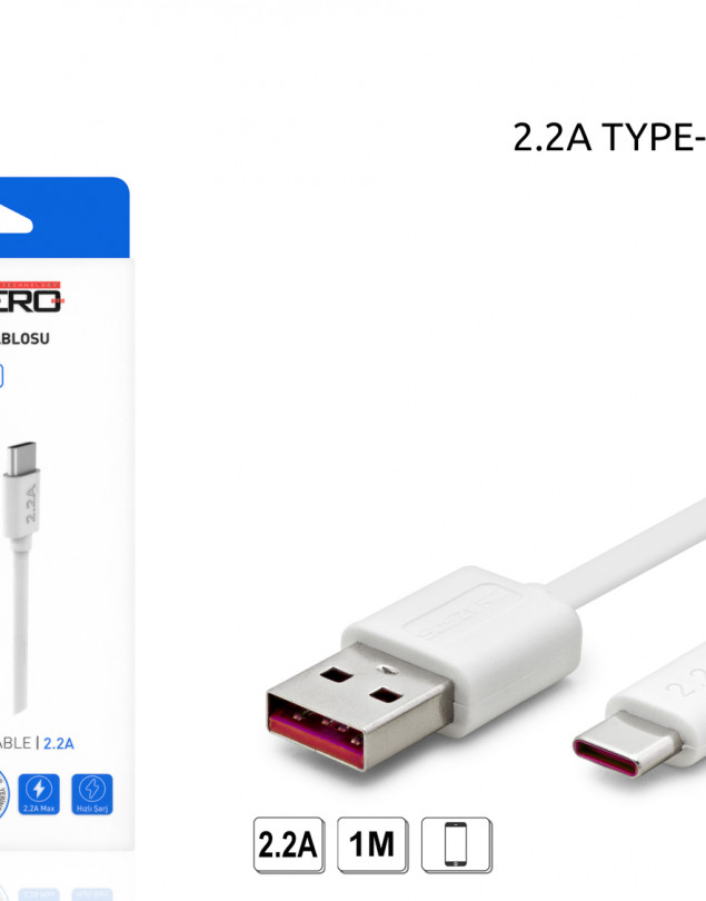 Subzero 2.2A Type-C 1 Metre USB ve Şarj Kablosu CL22