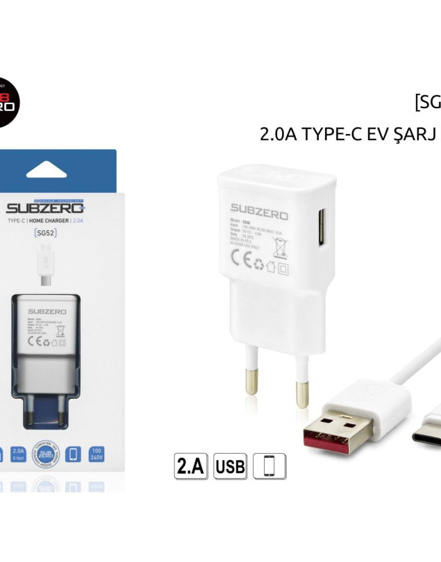 SUBZERO SG52 5V 2.0A TYPE-C USB ŞARJ CİHAZI