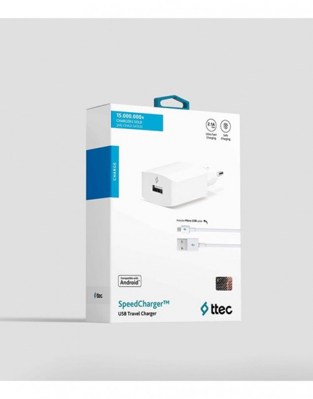 TTEC SPEEDCHARGER SEYAHAT ŞARJ CİHAZI MİCRO USB 2.1A BEYAZ 2SCS20MB