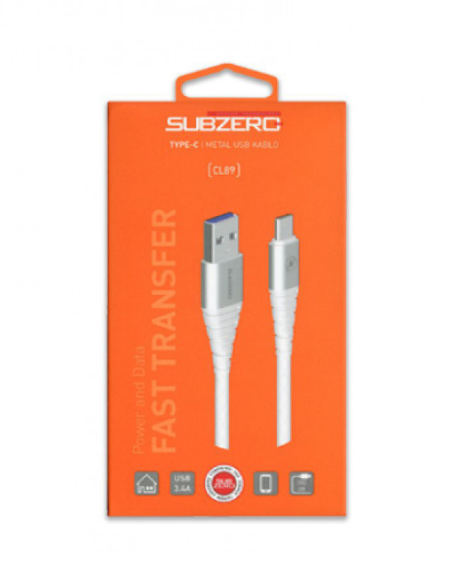 SUBZERO CL89 3.4 AMPER TYPE-C METAL HIZLI FAST ŞARJ KABLOSU 1 METRE