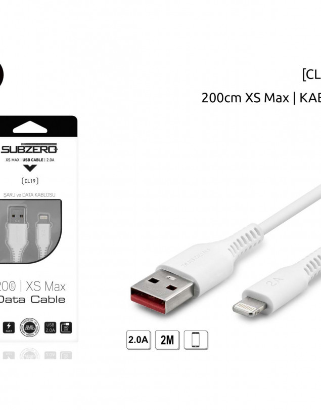 SUBZERO CL19 2 AMPER İPHONE IOS ŞARJ KABLO 2 METRE 200 CM