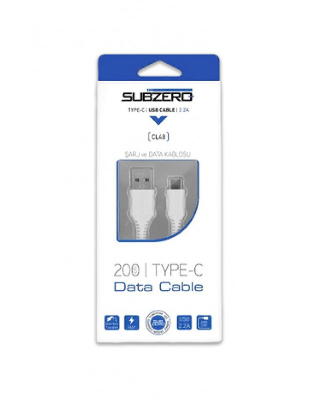 SUBZERO CL48 2.2 AMPER TYPE-C ŞARJ KABLO 2 METRE 200 cm