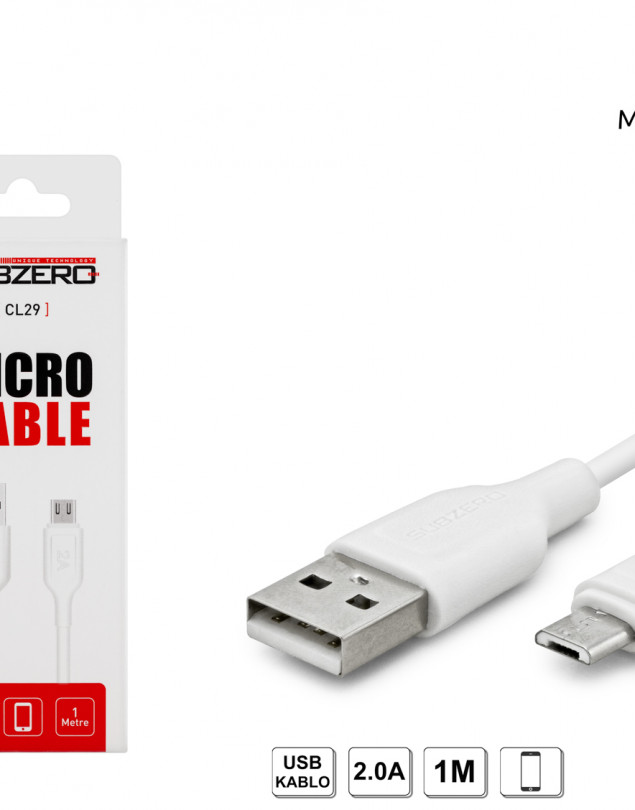 SUBZERO 2.0A MİCRO 1 METRE USB ve ŞARJ KABLOSU CL29
