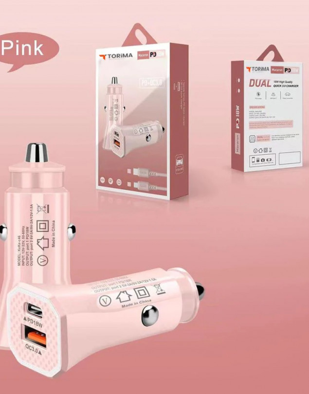 Torima CC-903 PD18W QC3.0 Renkli Type-C Araç Şarj Aleti