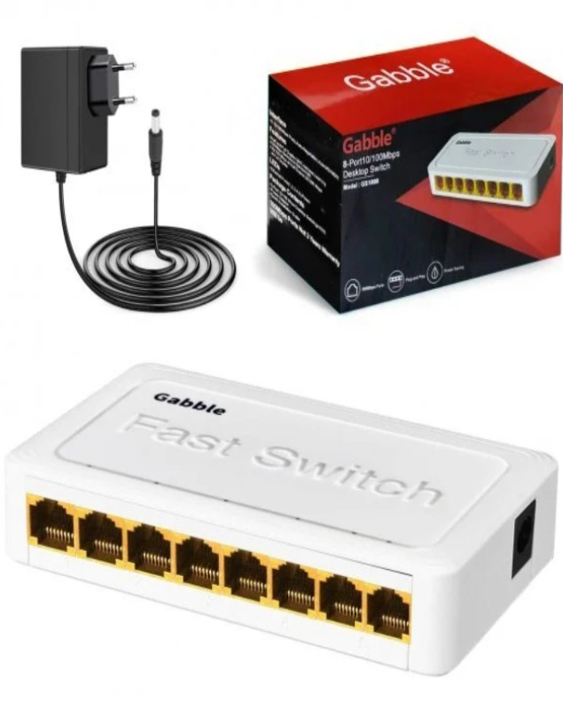 GABBLE 8 PORT ETERNET SWITCH 10/100 MBPS MASAÜSTÜ SWİTCH