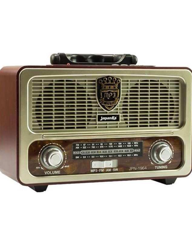 JAPANEX JPN1964 NOSTALJİK RETRO ESKİTME AHŞAP BLUETOOTH FM RADYO Mp3 ÇALAR SES BOMBASI SOUND BOX
