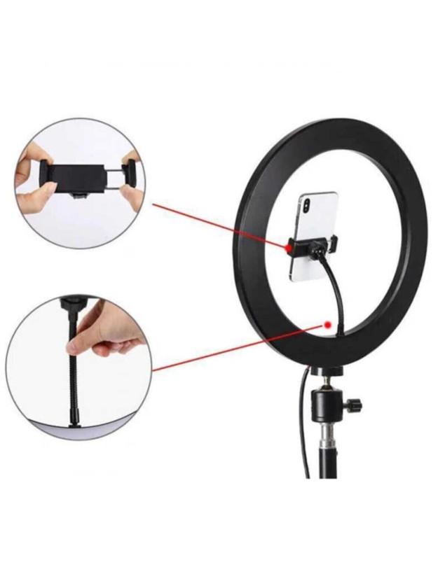 POLYGOLD CXB-260 TİKTOK BEYAZ SARI IŞIKLI TELEFON TUTUCU TRİPODLU SELFİE IŞIĞI RİNG LİGHT 26 Cm