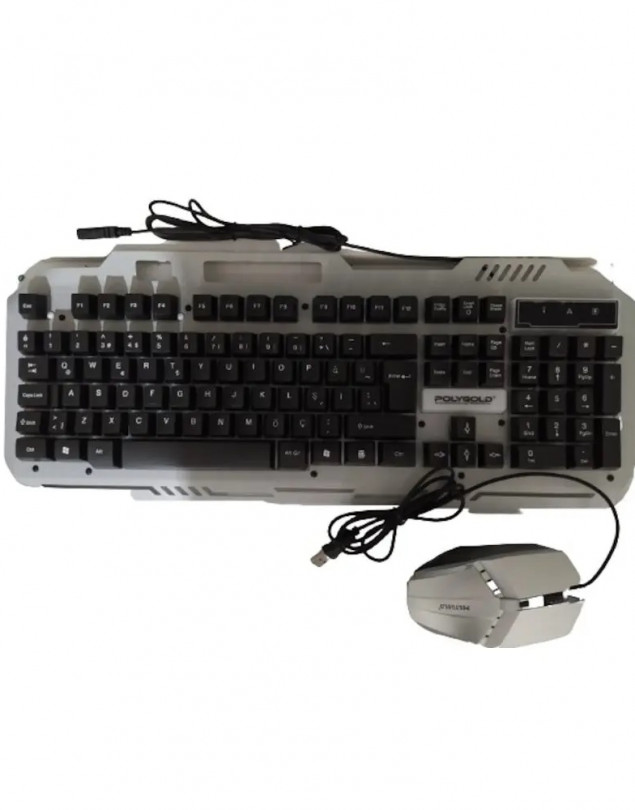 Polygold PG-8018 K18 Gaming Kablolu Işıklı Oyuncu Q Klavye Keyboard Mouse Set